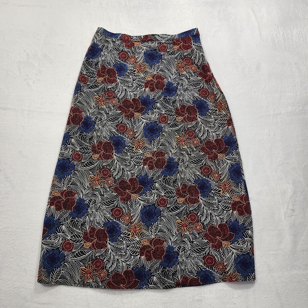 Vintage Sag Harbor Skirt Womens 12 Multicolor Floral A-Line Midi Boho Casual